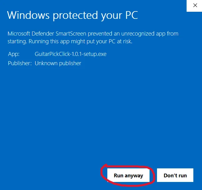 Step 2: click Run anyway